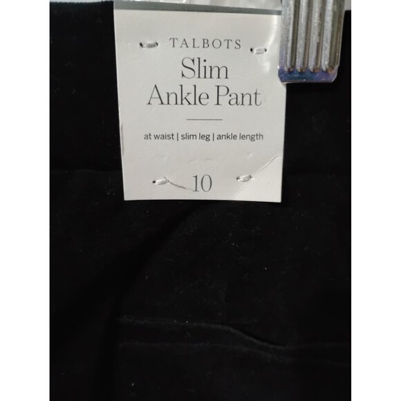 Talbots NWT velour pants black slim leg ankle lgth. size 10 cotton poly spandex - Picture 5 of 7